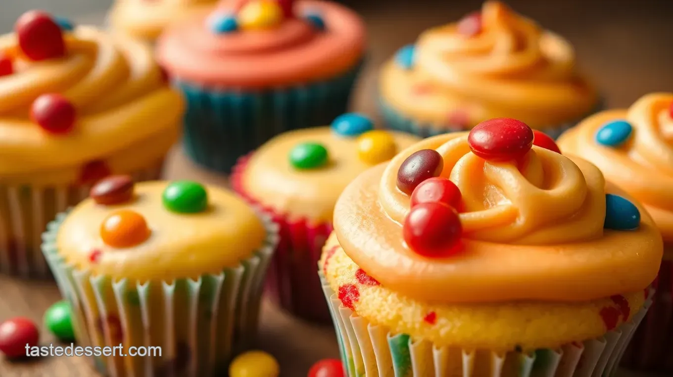 Skittles Rainbow Cupcakes