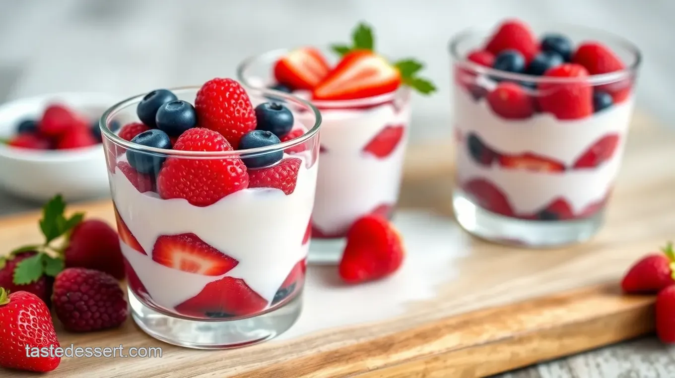 Elegant Layered Berry Mousse on a Glass Dome Dessert Stand