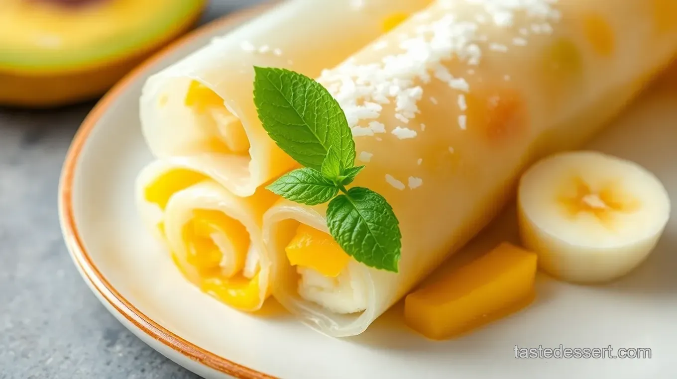 Coconut Mango Rice Paper Rolls with Lime Coconut Sauce