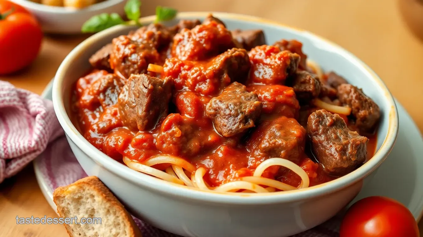 Slow-Cooked Oregano Meat in Tomato Sauce