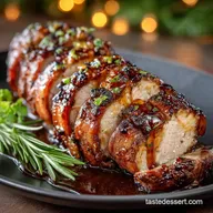 Sticky Maple Glaze Air Fryer Bacon Wrapped Pork Tenderloin