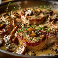 Pork Chops with Mushrooms and Shallots in a Creamy Dijon Sauce