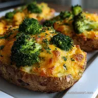 Broccoli and Cheddar Twice Baked Potato: Crispy Skin, Velvety Interior