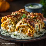 Easy Butternut Squash Lasagna Roll Ups with White Sauce