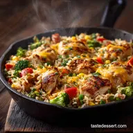 Skillet Cheesy Chicken and Veggie Rice Healthy One Pan Dinner in 35 Minutes