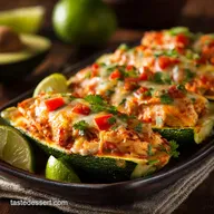 Chicken Enchilada Stuffed Zucchini: Healthy Low-Carb Zucchini Boats