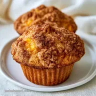 Cinnamon Peach Muffins with Brown Sugar