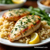 Creamy Lemon Herb Oven Baked Chicken and Rice Easy