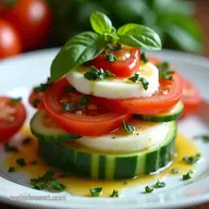 Cucumber Caprese Salad with Basil Vinaigrette Light Summer Salad