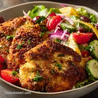 Air Fryer Chicken Milanese and Zesty Mediterranean Salad