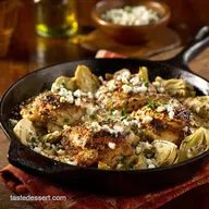 Chicken Thighs with Artichoke Hearts and Feta Chee Easy Skillet Recipe