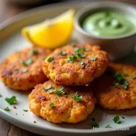 Light Crispy Chicken Fritters with Zesty Herb Dip