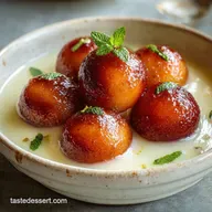 Custard Gulab Jamun with Silky Custard (Yields 8)