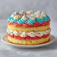 Fluffy Vanilla Flag Cake for 12 Slices