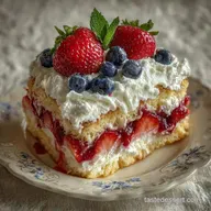 Fresh Fruit Flag Cake for 20 Slices