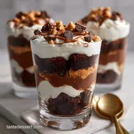Peanut Butter Brownie Parfaits: Fudgy Creamy Layers