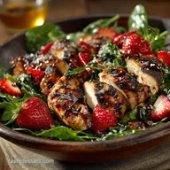Grilled Chicken Salad with Strawberries and Spinac HoneyBalsamic Dressing