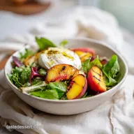 Grilled Peach and Burrata Salad: Caramelized Fruit for 4 Servings
