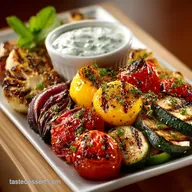 Easy Grilled Vegetable Platter with Zesty Yogurt Mint Sauce