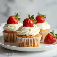 Strawberry Cupcakes Recipe with Fresh Strawberries (12 Servings)