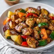 One Pan Honey Garlic Chicken Vegetables for 4 Servings