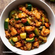 Quick Ground Kung Pao Chicken with Zucchini Peppers