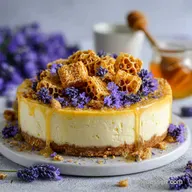 Lemon Lavender Cheesecake Topped with Honeycomb: Silky Finish