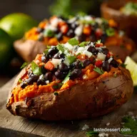 Loaded Vegetarian Baked Sweet Potato Easy Chipotle Black Bean Recipe