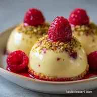 Pistachio Raspberry Cheesecake Domes for 6 Servings