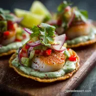 Scallop Tostadas Recipe: Healthy Quick Ceviche with Avocado Crema