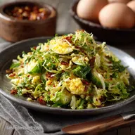 Raw Brussels Sprout Salad with Grated Egg The Crunchy Shredded Secret