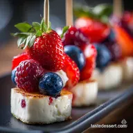 Red White and Blue Fruit Skewers with Cheesecake Y: No-Bake, Easy Summer Dessert
