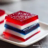 Red White Blue Jello: Layered Creamy Dessert for 24 Servings