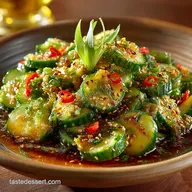 Smashed Asian Cucumber Salad with Fiery Sesame Dressing