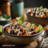 Roasted Sweet Potato Black Bean Bowls with Creamy Lime Drizzle