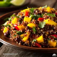 Southwestern Black Bean Quinoa and Mango Medley Zesty Vegan Salad