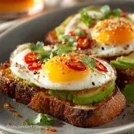 Breakfast Toast: Crispy Edge Avocado Toast with Chili Crunch Eggs