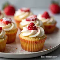 Fluffy Strawberry Shortcake Cupcakes with Cream Cheese Frosting