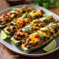 Taco Stuffed Zucchini Boats: Easy Low Carb Cheesy Dinner