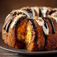 Halloween Bundt Cake: Spiced Pumpkin, Cream Cheese Swirl Black Glaze