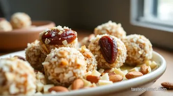 How to Make Caveman Diet Desserts: 5 Amazing Coconut Almond Bliss Bites recipe card