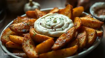 Easy Crispy Potato Kennebec Wedges with Roasted Garlic Aioli recipe card