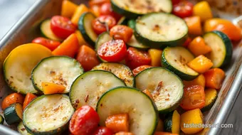 Roast Zucchini & Bell Peppers with Spice recipe card