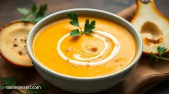 Sautéed Pumpkin Soup with Creamy Coconut