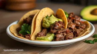 Delicious Beef Flap Meat Tacos with Avocado-Cilantro Sauce recipe card