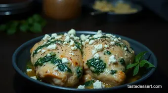 Easy & Delicious Uses for Canned Spinach: Spinach & Feta Stuffed Chicken recipe card