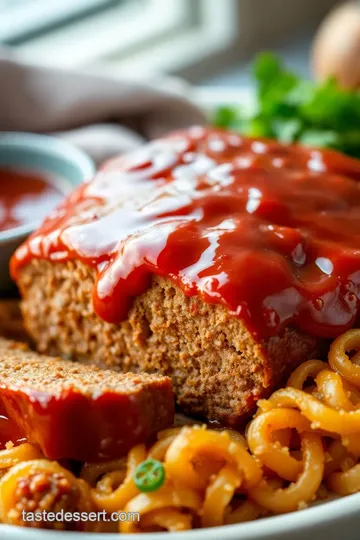 Ultimate Beef Meatloaf with a Sweet & Tangy Glaze presentation