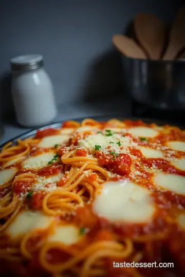 Cheesy Spaghetti Pie Delight presentation