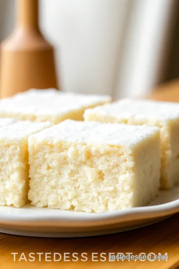 Chewy Mochiko Cake with Coconut and Vanilla presentation