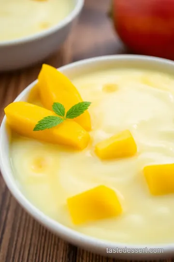 Mahjong-Inspired Coconut Mango Pudding presentation